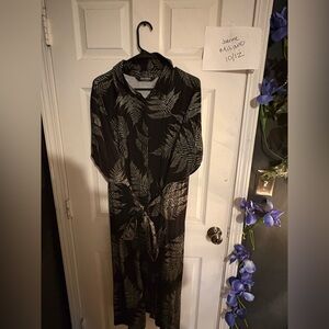 Disturbia Black and White Fern Print Shirt dress